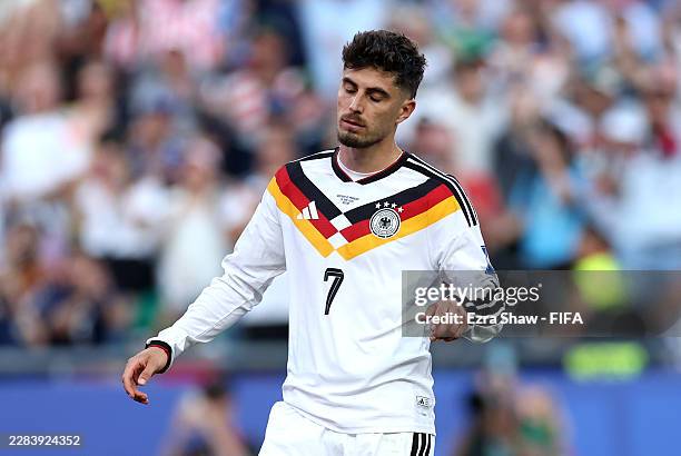 Kai Havertz of Germany reacts after missing the first penalty in a penalty shootout during the FIFA World Cup 2026 Round Of 32 match between Germany...