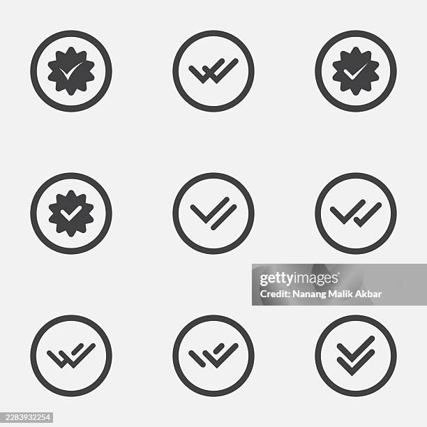 check mark icon set - voting sticker stock illustrations