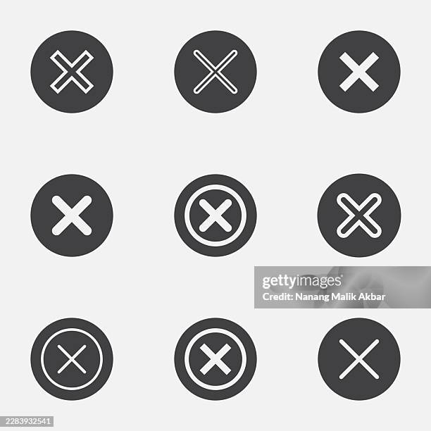 cross x icon set - looking the wrong way stock illustrations