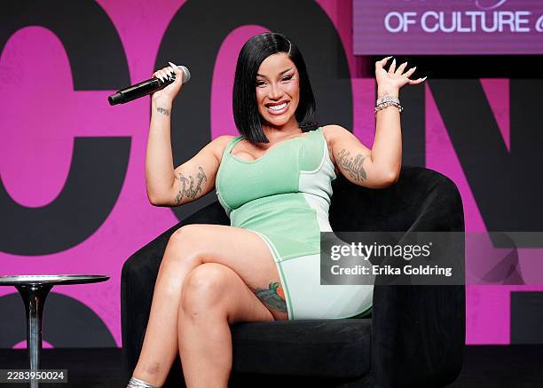 Cardi B speaks onstage during the 2026 ESSENCE Festival of Culture® presented by Coca-Cola® at Ernest N. Morial Convention Center on July 03, 2026 in...