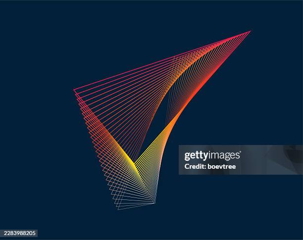 abstract gradient wire geometric technology symbol - dynamic font vector stock illustrations