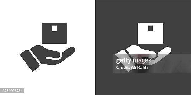 package handling glyph solid icon. solid icon that can be applied anywhere, simple, pixel perfect and modern style - material handling conveyor stock illustrations