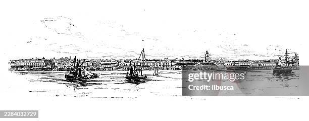 spanish american war: havana harbor - jetty stock illustrations