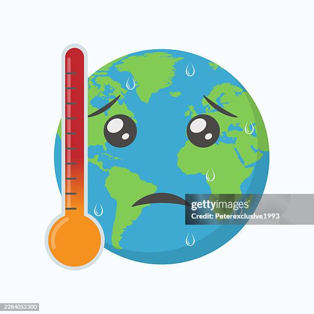 earth suffering from global warming and climate change - changing world stock illustrations