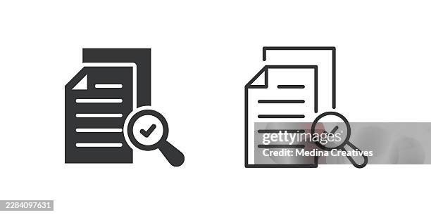 document investigation icons. glyph solid and line series icon. - prisoner stock illustrations