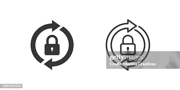 recurring security update icons. glyph solid and line series icon. - data breach stock illustrations