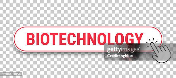 biotechnology - 3d click web button with hand cursor on blank background - finger pushing button stock illustrations