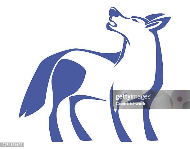 wolf howling drawing - coyote howling stock illustrations