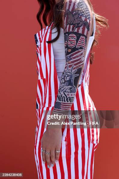Rounded Graphics Tattoos on a fan of the United States are seen before the FIFA World ...