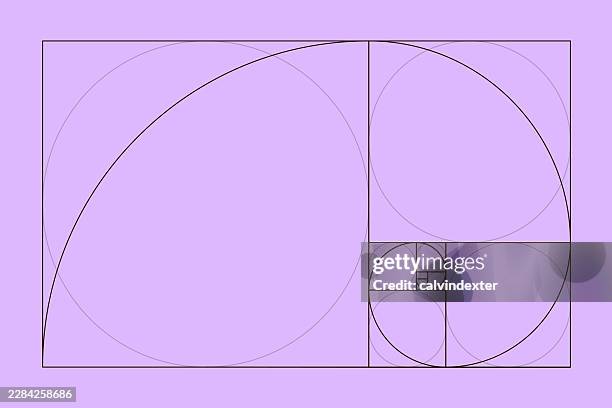 golden ratio fibonacci pattern design template neon colors - fibonacci stock illustrations