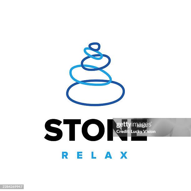 line art balanced zen stone logo template stock illustration - spa rocks stacked stock illustrations