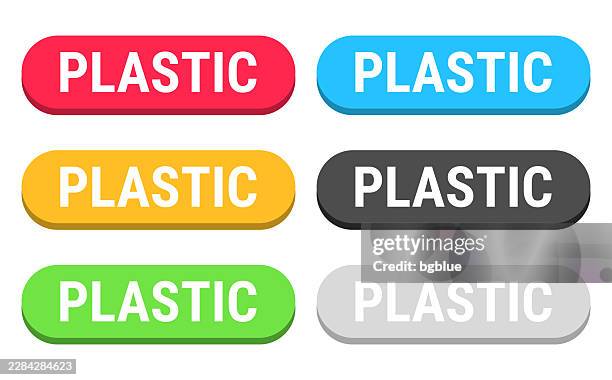 plastic - colorful 3d click web buttons on blank background - plastic package isolated stock illustrations