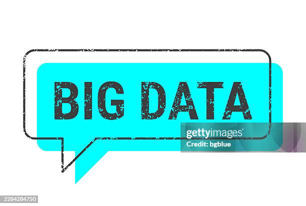 big data - blue grunge speech bubble on blank background. - large container icon stock illustrations