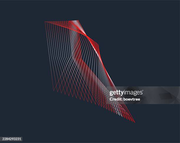 abstract gradient wire geometric technology icon on black background - smooth process icon stock illustrations