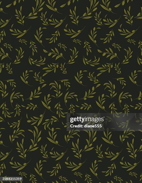 olive branches seamless background pattern - olive leaf pattern stock illustrations