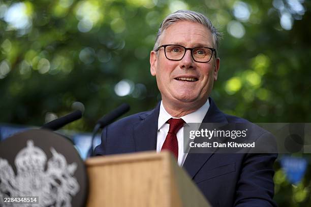 British Prime Minister Keir Starmer speaks during a reception for NHS staff at Downing Street on July 6, 2026 in London, England.