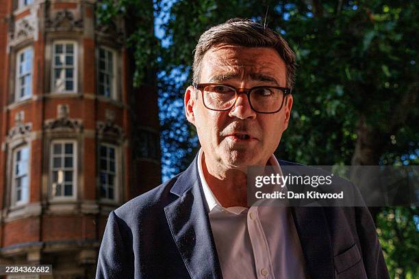 Labour MP Andy Burnham arrives for LBC's Andrew Marr show at Millbank studios on July 02, 2026 in London, England. Soon to be Prime Minister Andy...