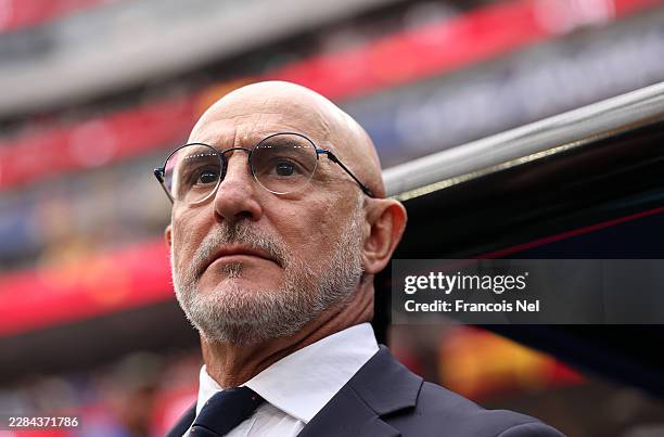 Luis De La Fuente, Head Coach of Spain, looks on before the FIFA World Cup 2026 Round of 32 match between Spain and Austria at Los Angeles Stadium on...