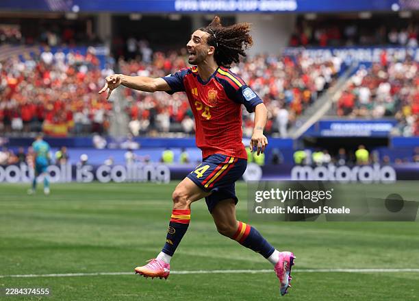 Marc Cucurella of Spain celebrates scoring a goal before disallowed due to a foul during the FIFA World Cup 2026 Round of 32 match between Spain and...