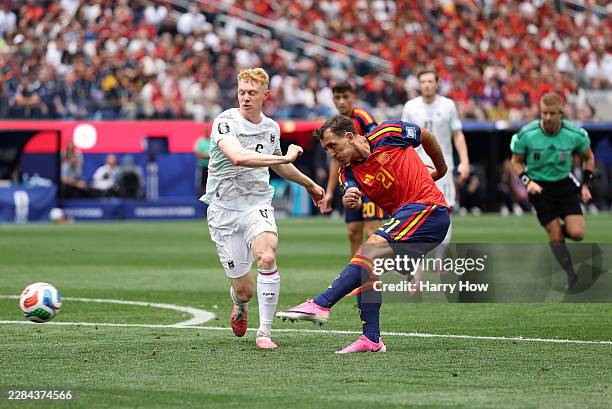 Mikel Oyarzabal of Spain shoots at goal during the FIFA World Cup 2026 Round of 32 match between Spain and Austria at Los Angeles Stadium on July 02,...