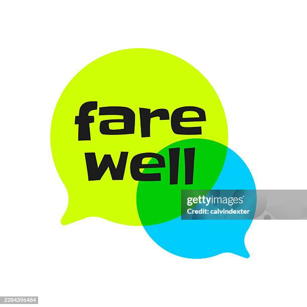 neon colored speech bubbles with symbol - goodbye stock illustrations