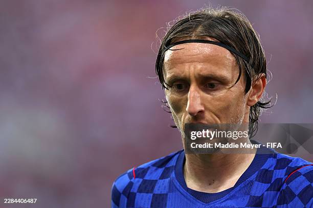 Luka Modric of Croatia reacts during the FIFA World Cup 2026 Round of 32 match between Portugal and Croatia at Toronto Stadium on July 02, 2026 in...