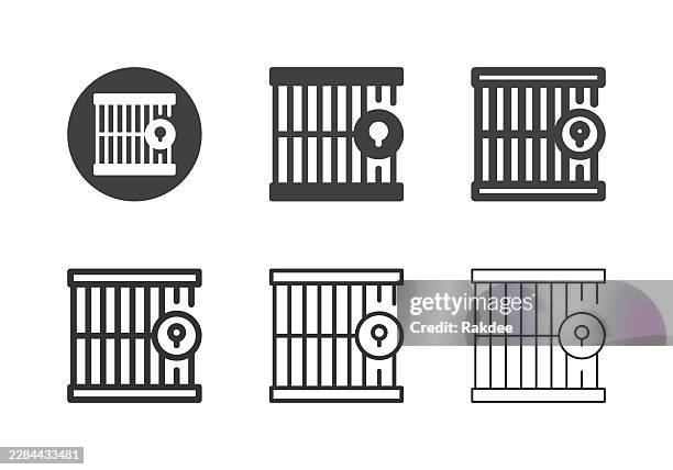 prison icons - multi series - prison guard stock illustrations