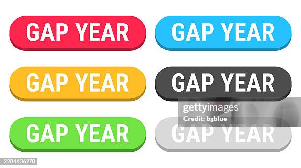 gap year - colorful 3d click web buttons on blank background - the gap stock illustrations