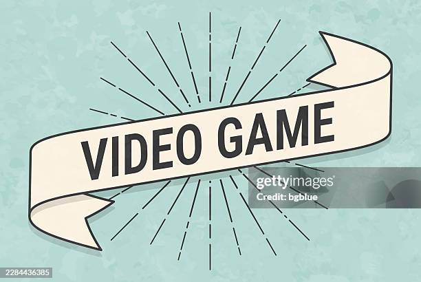 video game - banner in retro vintage style - old textured paper - arcade machine stock illustrations