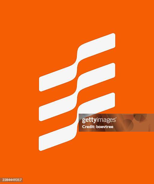 orange geometric curve wave stripe element sign, motion design material pattern - wave logo stock illustrations