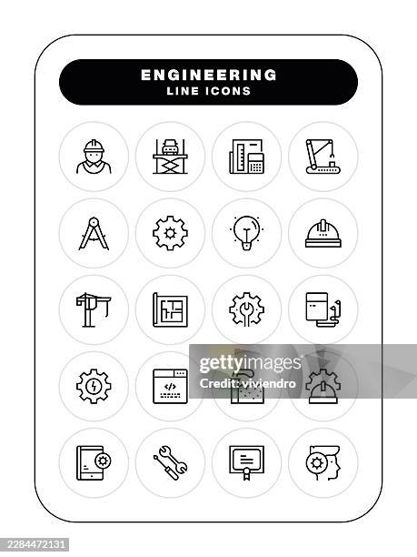 engineering line icon set. editable stroke. pixel perfect. - architect desk stock illustrations