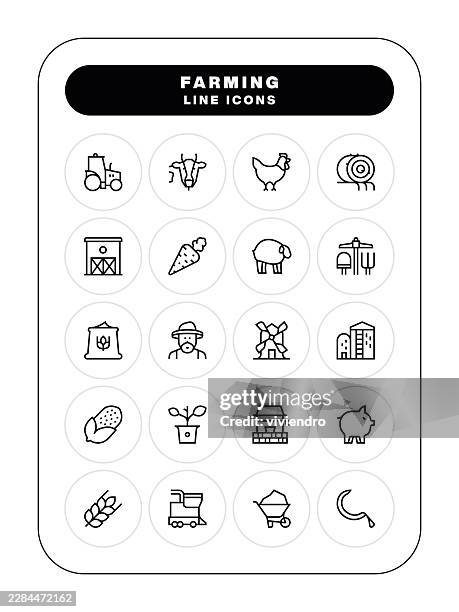 farming line icon set. editable stroke. pixel perfect. - fertilizer stock illustrations