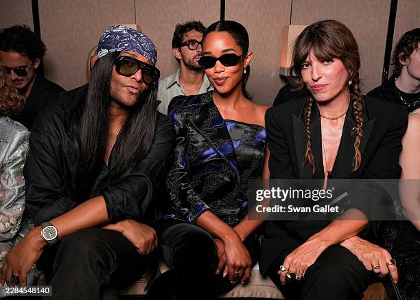 Law Roach, Laura Harrier and Lou Doillon at the Giorgio Armani Privé fashion show as part of Paris Haute Couture Fall/Winter 2026 on July 07, 2026 in...