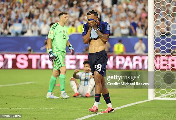 Dailon Livramento of Cabo Verde reacts after getting ruled offside during the FIFA World Cup 2026 Round of 32 match between Argentina and Cabo Verde...