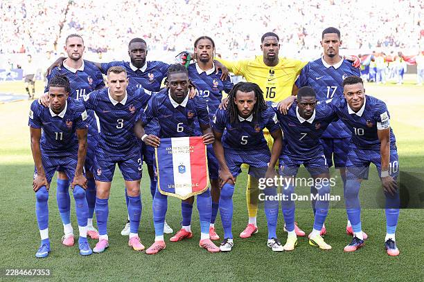 France players pose for a team photograph before the FIFA World Cup 2026 Round of 16 match between Paraguay and France at Philadelphia Stadium on...