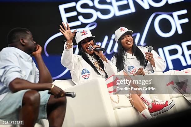 Daniel Kaluuya, Teyana Taylor, and Courtney "Coco" Gilbert speak onstage during the 2026 ESSENCE Festival of Culture® presented by Coca-Cola® at...