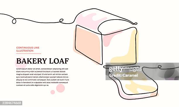 bakery loaf continuous line art illustration - loaf stock illustrations
