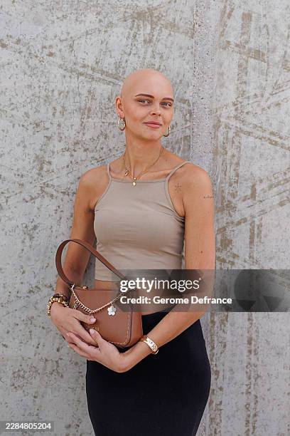 Anika Köpfer attends the Marie-Louise Müller fashion show during the Berlin Fashion Week Spring/Summer 2027 at Lobe Block on July 5, 2026 in Berlin,...
