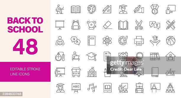 back to school icon set. editable line icons. vector illustration. - high school virtual learning stock illustrations