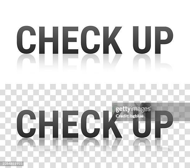 check up - text with reflection on transparent background - looking into mirror stock illustrations