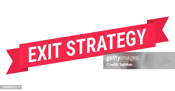 exit strategy - red banner on white background - exit strategy stock illustrations