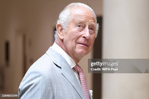 Britain's King Charles III during a visit to the Stephen A. Schwarzman Centre for the Humanities at the University of Oxford on July 10, 2026 in...