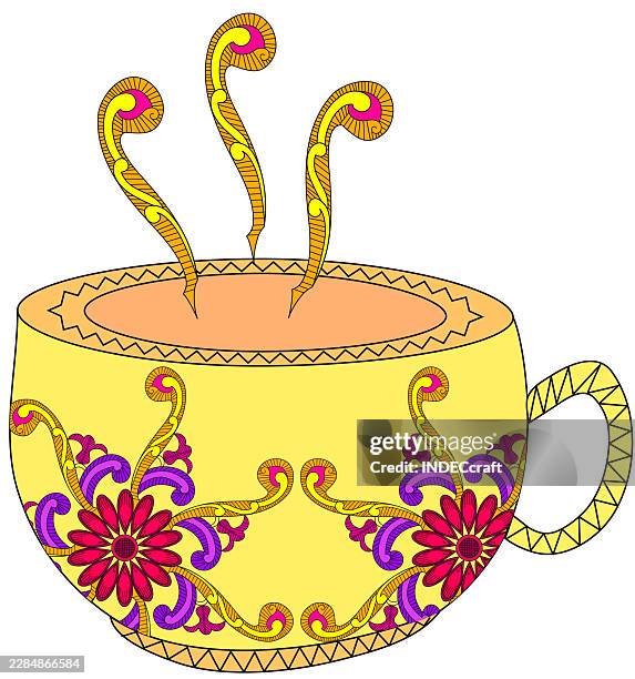 tea cup design - high tea stock illustrations