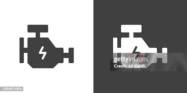 ev engine glyph solid icon. solid icon that can be applied anywhere, simple, pixel perfect and modern style - electrical contracting stock illustrations