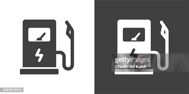 electric fuel station glyph solid icon. solid icon that can be applied anywhere, simple, pixel perfect and modern style - electrical contracting stock illustrations