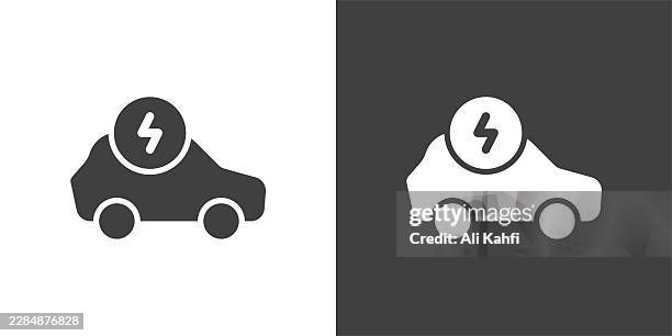 electric car glyph solid icon. solid icon that can be applied anywhere, simple, pixel perfect and modern style - electrical contracting stock illustrations