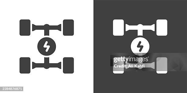 electric drivetrain glyph solid icon. solid icon that can be applied anywhere, simple, pixel perfect and modern style - electrical contracting stock illustrations