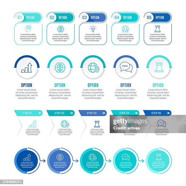 infographic elements, timelines - flow chart infographic stock illustrations