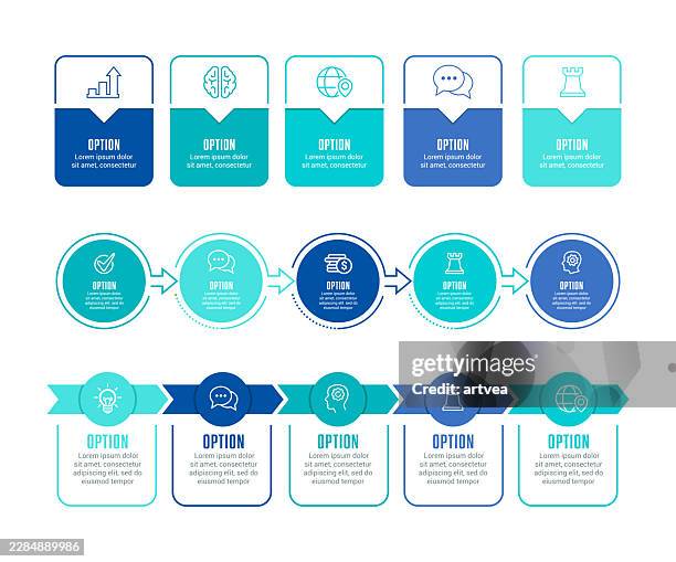 infographic elements, timelines - process chart stock illustrations