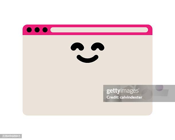 retro style web browser with smiling emoji - browser window old stock illustrations